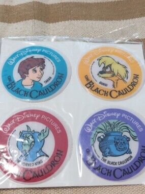 The Black Cauldron Disney Character 1980s Puffy Sticker Set 4 Rare